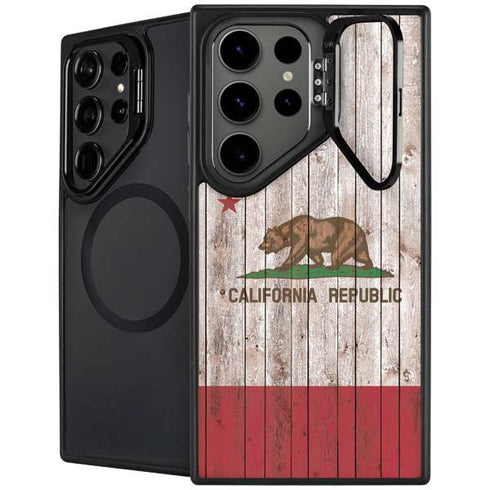 California Flag Dark Wood Galaxy S25 Ultra Kickstand Case