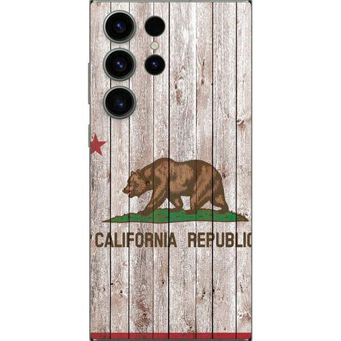 California Flag Dark Wood Galaxy S24 Ultra Skin