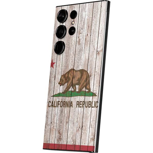 California Flag Dark Wood Galaxy S25 Ultra Skin
