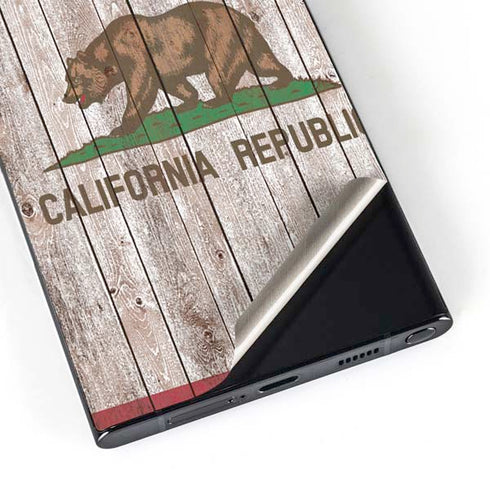 California Flag Dark Wood Galaxy S24 Ultra Skin