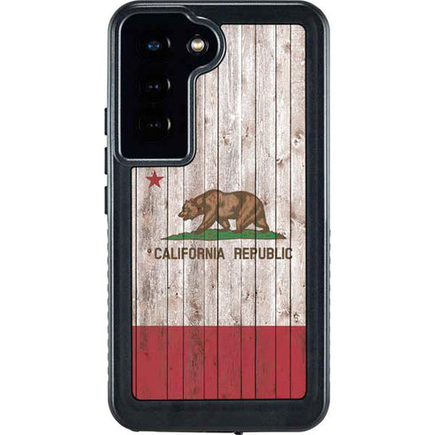 California Flag Dark Wood Galaxy S24 Waterproof Case