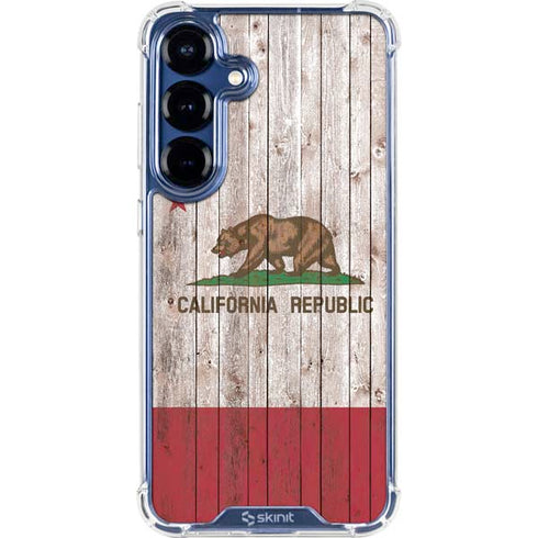 California Flag Dark Wood Galaxy S25 Plus Clear Case