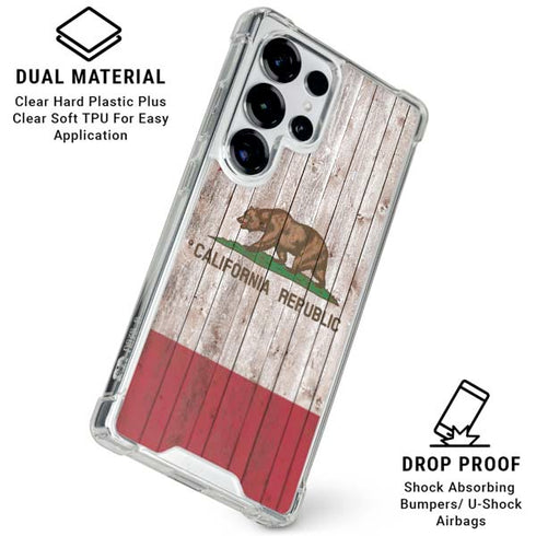 California Flag Dark Wood Galaxy S25 Ultra Clear Case
