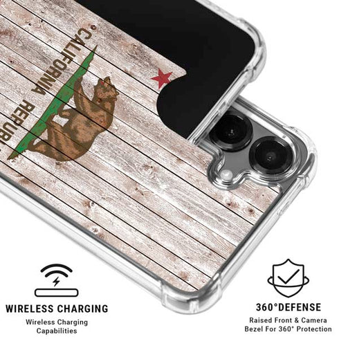 California Flag Dark Wood Galaxy S26 Plus Clear Case