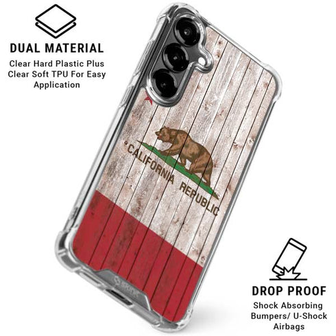 California Flag Dark Wood Galaxy S26 Plus Clear Case