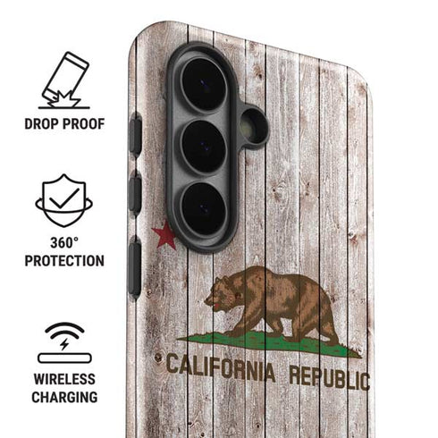 California Flag Dark Wood Galaxy S26 Plus Impact Case