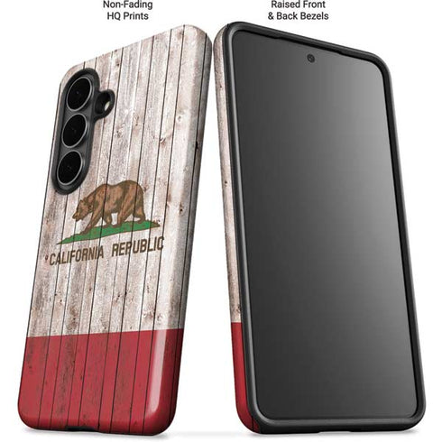 California Flag Dark Wood Galaxy S26 Plus Impact Case