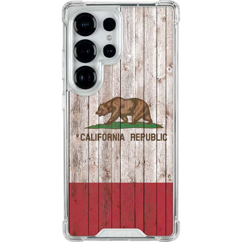 California Flag Dark Wood Galaxy S26 Ultra Clear Case