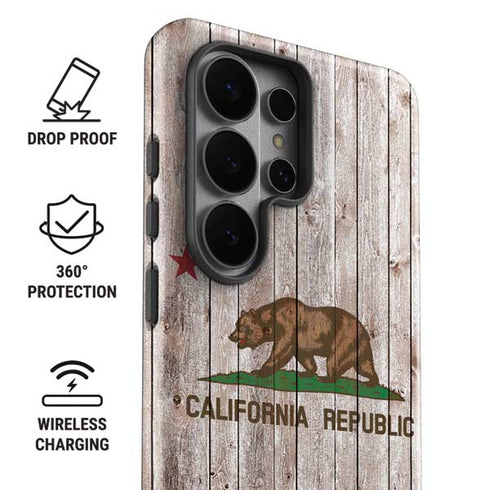 California Flag Dark Wood Galaxy S26 Ultra Impact Case
