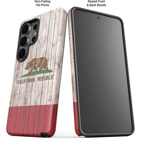 California Flag Dark Wood Galaxy S26 Ultra Impact Case