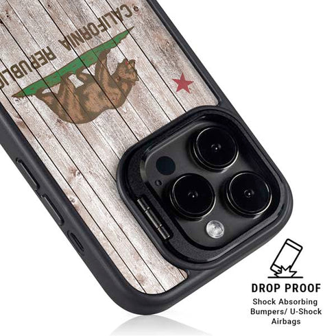 California Flag Dark Wood iPhone 13 Pro Max Kickstand Case