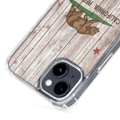 California Flag Dark Wood iPhone 14 MagSafe Case