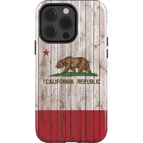 California Flag Dark Wood iPhone 15 Pro Impact Case