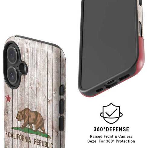 California Flag Dark Wood iPhone 16 Magsafe Impact Case