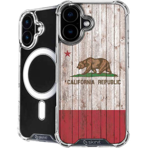 California Flag Dark Wood iPhone 16 Plus MagSafe Case