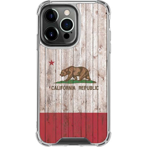 California Flag Dark Wood iPhone 16 Pro Clear Case