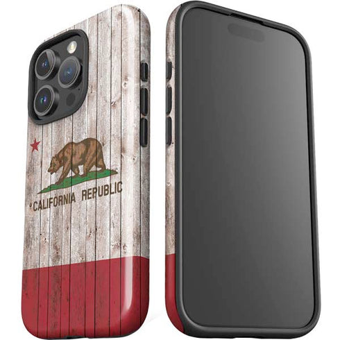 California Flag Dark Wood iPhone 16 Pro Impact Case