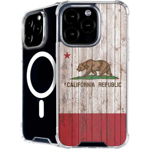 California Flag Dark Wood iPhone 16 Pro MagSafe Case