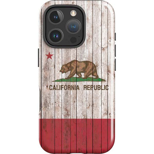 California Flag Dark Wood iPhone 16 Pro Magsafe Impact Case