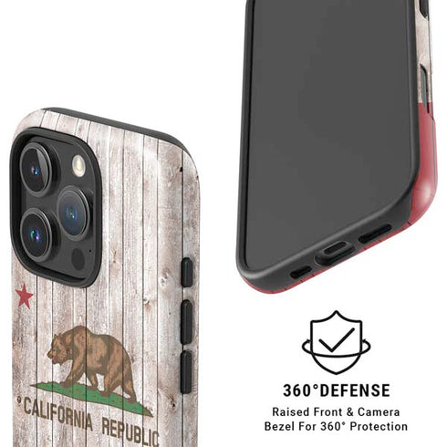 California Flag Dark Wood iPhone 16 Pro Magsafe Impact Case