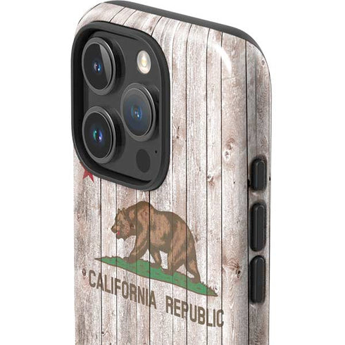 California Flag Dark Wood iPhone 16 Pro Max Impact Case