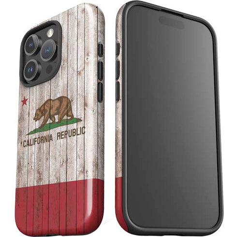 California Flag Dark Wood iPhone 16 Pro Max Impact Case
