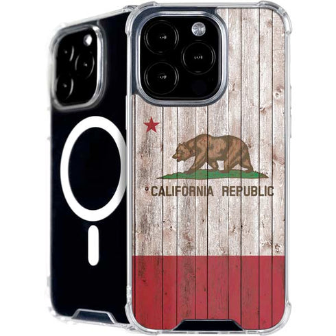 California Flag Dark Wood iPhone 16 Pro Max MagSafe Case