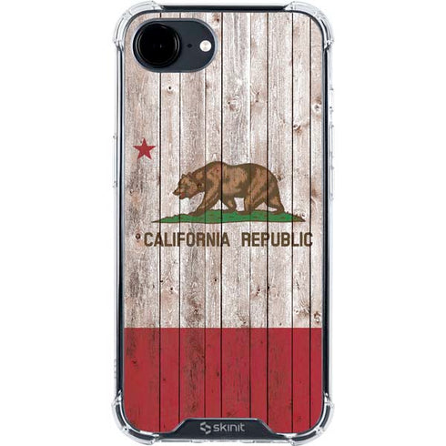 California Flag Dark Wood iPhone 16e Clear Case