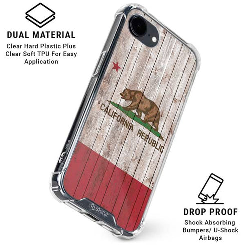 California Flag Dark Wood iPhone 16e Clear Case