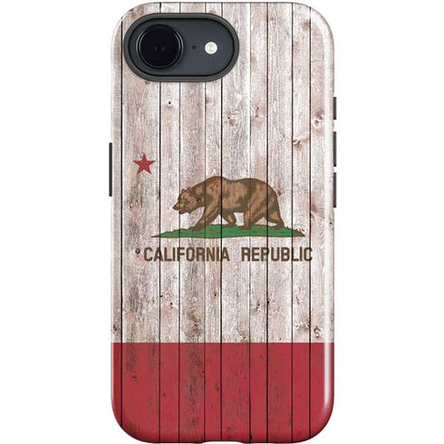California Flag Dark Wood iPhone 16e Impact Case