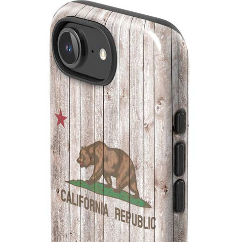 California Flag Dark Wood iPhone 16e Impact Case