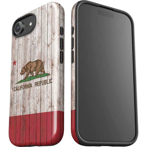 California Flag Dark Wood iPhone 16e Impact Case