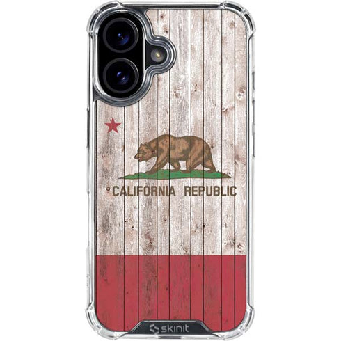 California Flag Dark Wood iPhone 17 Clear Case