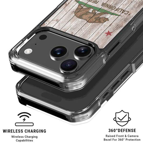 California Flag Dark Wood iPhone 18 Pro Clear Case
