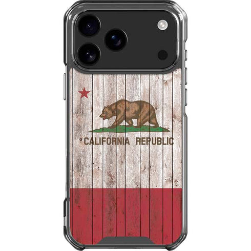 California Flag Dark Wood iPhone 18 Pro Max Clear Case