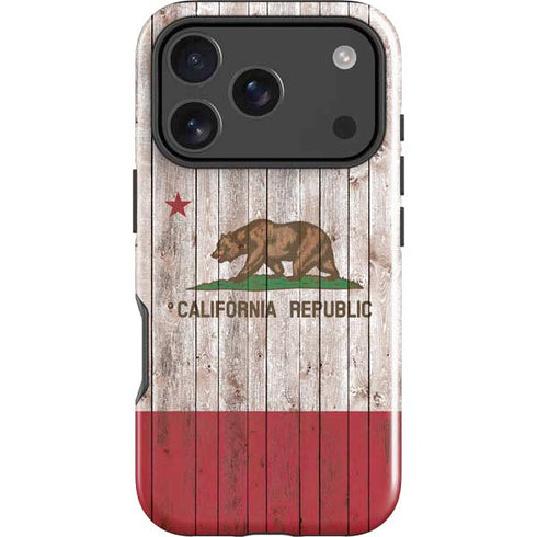 California Flag Dark Wood iPhone 18 Pro Max Impact Case