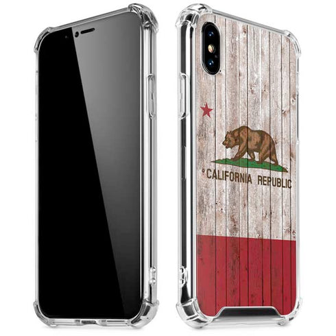 California Flag Dark Wood iPhone X/XS Clear Case