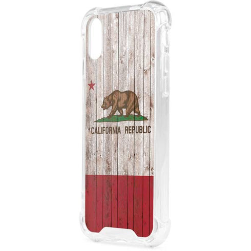 California Flag Dark Wood iPhone XS Clear Case