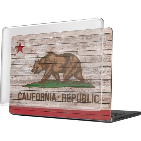California Flag Dark Wood MacBook Pro 14in (2021-24) Case plus Skin