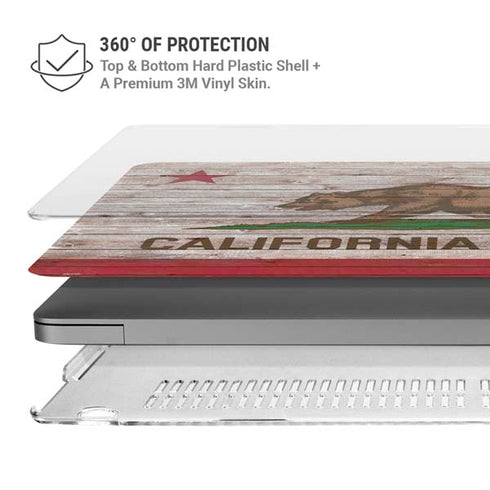 California Flag Dark Wood MacBook Pro 14in (2021-24) Case plus Skin