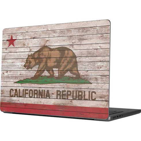 California Flag Dark Wood Apple MacBook Pro 14-inch Skin