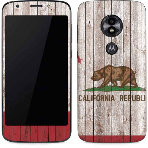 California Flag Dark Wood Moto E5 Play Skin