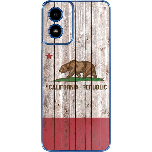 California Flag Dark Wood Moto G Play 4G (2024) Skin