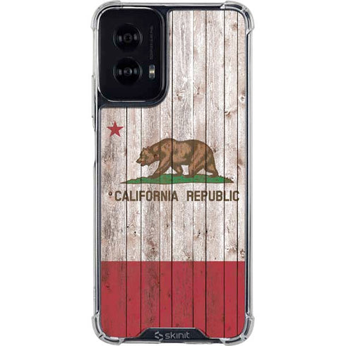 California Flag Dark Wood Moto G Power 5G (2024) Clear Case