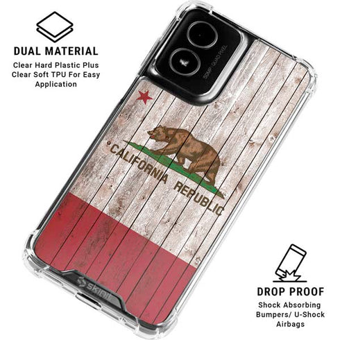 California Flag Dark Wood Moto G Power 5G (2024) Clear Case