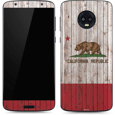 California Flag Dark Wood Moto G6 Skin