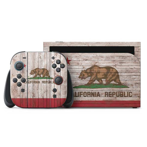 California Flag Dark Wood Nintendo Skins