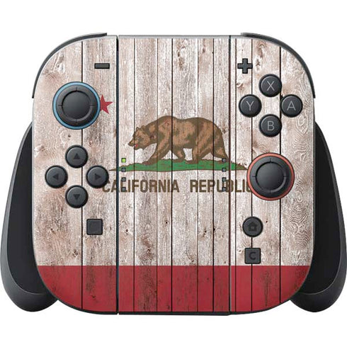 California Flag Dark Wood Nintendo Skins