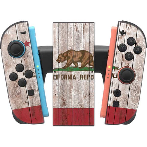 California Flag Dark Wood Nintendo Switch 2 (2025) Joy-Con Controller Skin