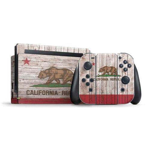 California Flag Dark Wood Nintendo Skins